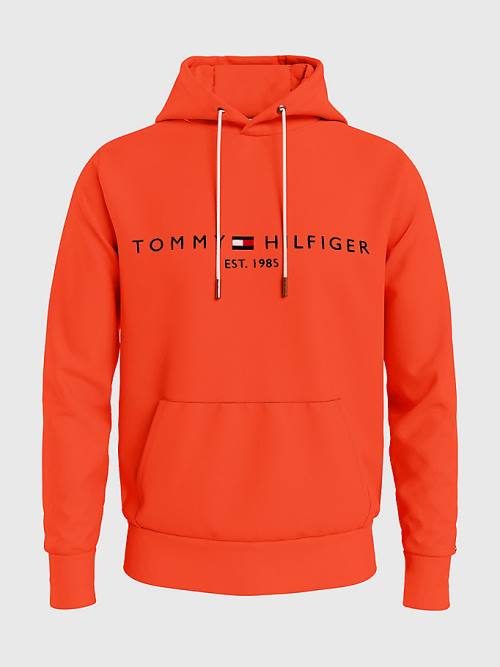 Tommy Hilfiger Logo Kapucnis Pulóver Férfi Piros | TH962FOB