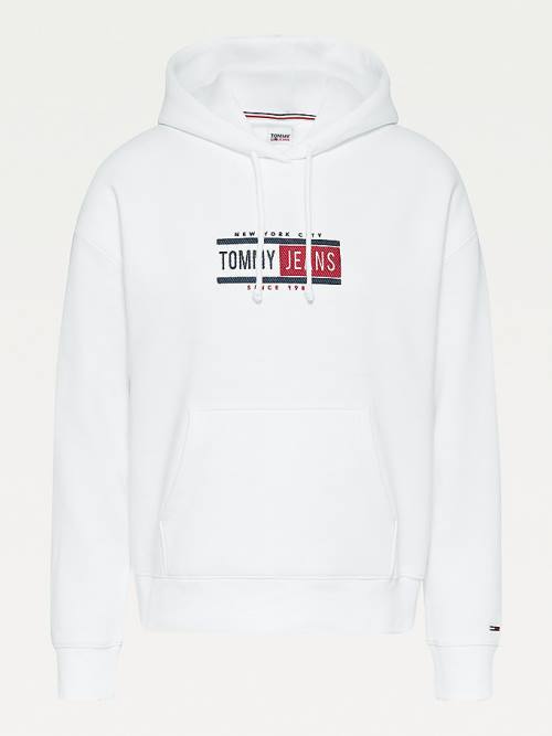 Tommy Hilfiger Logo Kapucnis Pulóver Női Fehér | TH415RSJ