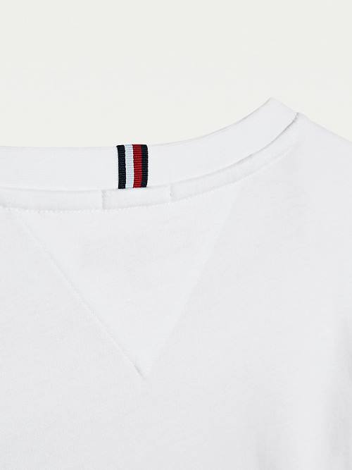 Tommy Hilfiger Logo Long Sleeve Organic Pamut Póló Fiú Fehér | TH673AWC