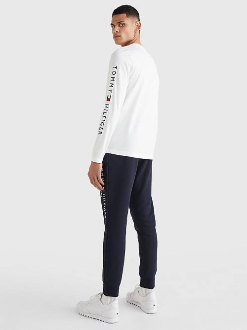 Tommy Hilfiger Logo Long Sleeve Póló Férfi Fehér | TH592AYZ