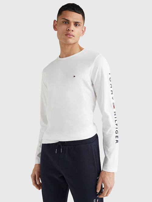 Tommy Hilfiger Logo Long Sleeve Póló Férfi Fehér | TH592AYZ