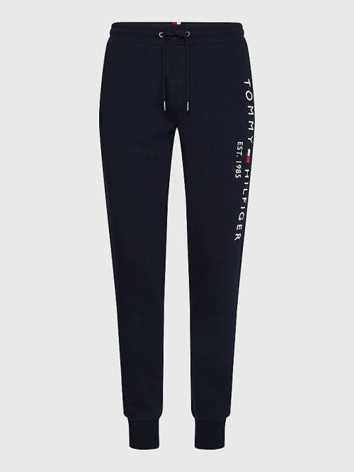 Tommy Hilfiger Logo Organic Pamut Joggers Nadrág Férfi Kék | TH971SON