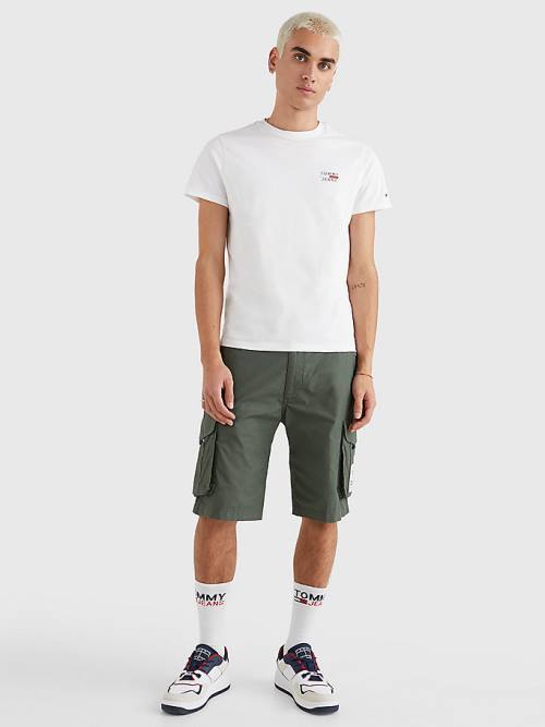 Tommy Hilfiger Logo Organic Pamut Slim Fit Póló Férfi Fehér | TH647GZA