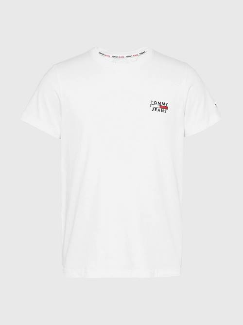 Tommy Hilfiger Logo Organic Pamut Slim Fit Póló Férfi Fehér | TH647GZA