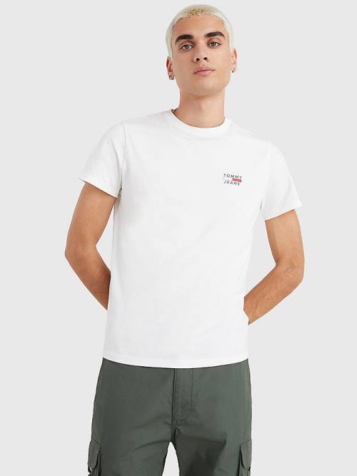 Tommy Hilfiger Logo Organic Pamut Slim Fit Póló Férfi Fehér | TH647GZA