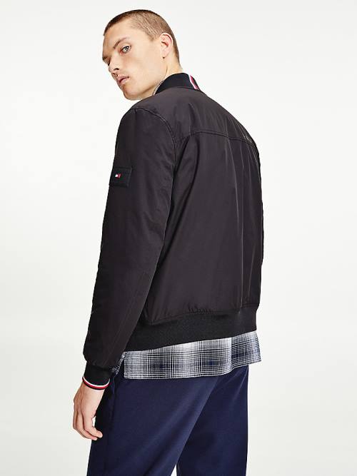 Tommy Hilfiger Logo Patch Bomber Kabát Férfi Fekete | TH568DAL