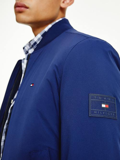 Tommy Hilfiger Logo Patch Bomber Kabát Férfi Kék | TH634ETV