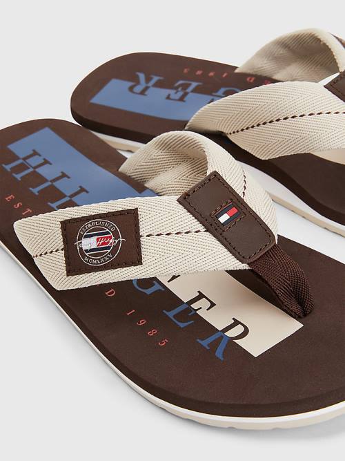 Tommy Hilfiger Logo Patch Flip-Flops Szandál Férfi Bézs | TH431CXJ