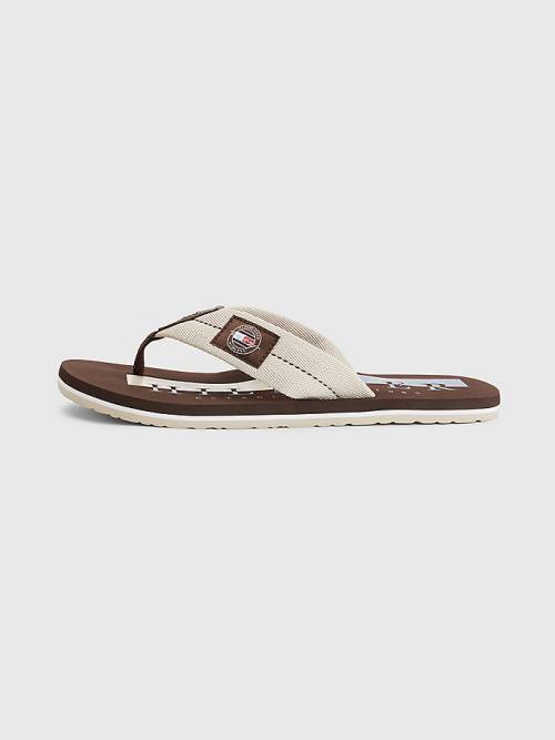 Tommy Hilfiger Logo Patch Flip-Flops Szandál Férfi Bézs | TH431CXJ