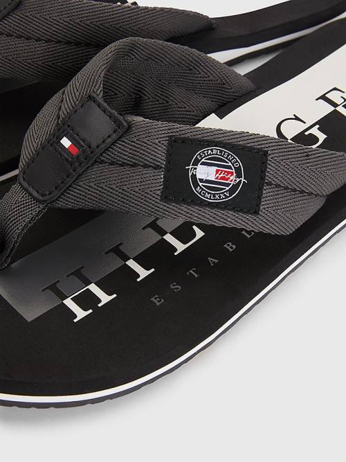 Tommy Hilfiger Logo Patch Flip-Flops Szandál Férfi Szürke | TH457NCY