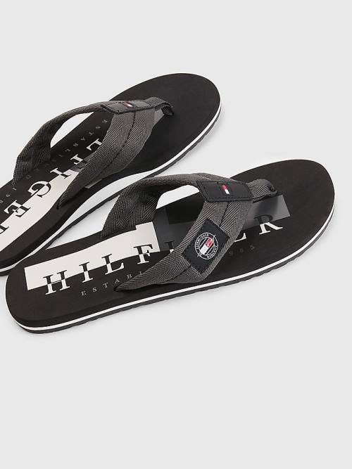 Tommy Hilfiger Logo Patch Flip-Flops Szandál Férfi Szürke | TH457NCY