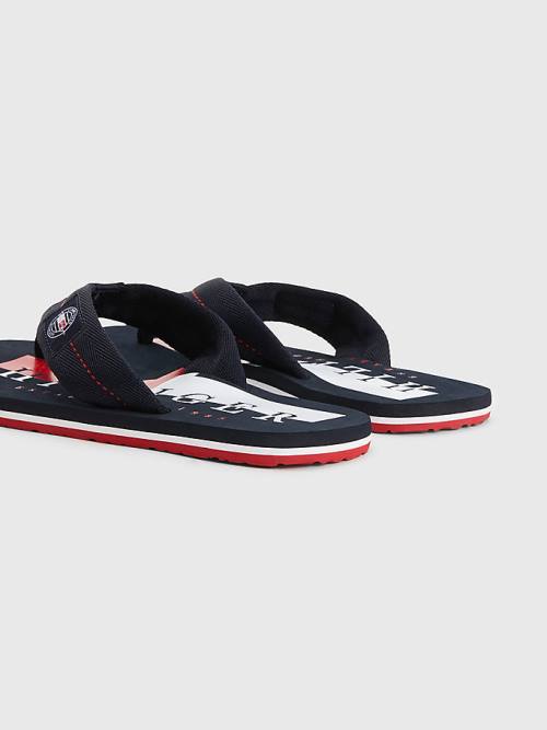 Tommy Hilfiger Logo Patch Flip-Flops Szandál Férfi Kék | TH461ZQC