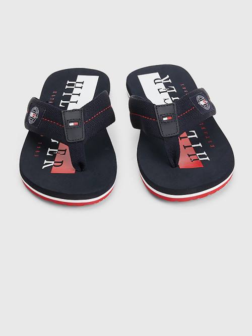 Tommy Hilfiger Logo Patch Flip-Flops Szandál Férfi Kék | TH461ZQC