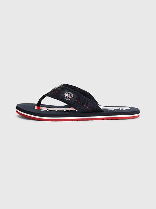 Tommy Hilfiger Logo Patch Flip-Flops Szandál Férfi Kék | TH461ZQC