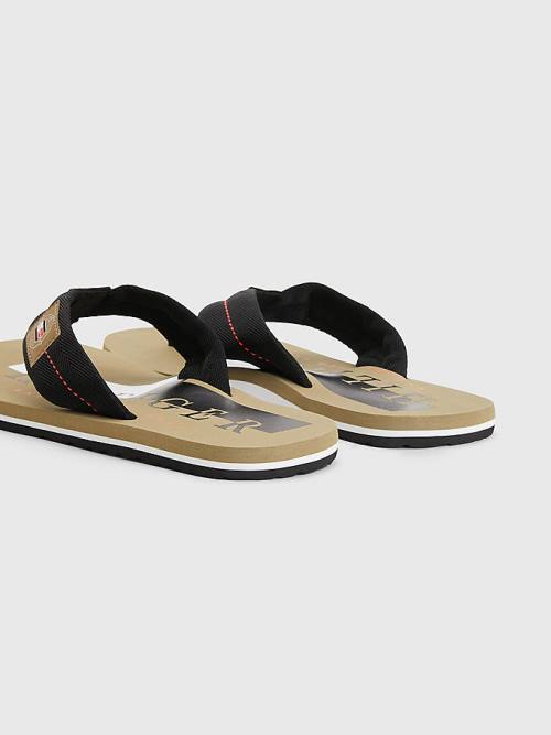 Tommy Hilfiger Logo Patch Flip-Flops Szandál Férfi Fekete | TH609PSX