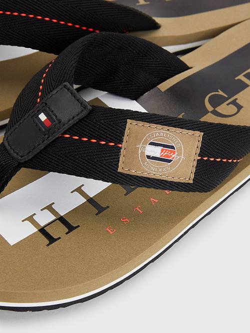 Tommy Hilfiger Logo Patch Flip-Flops Szandál Férfi Fekete | TH609PSX