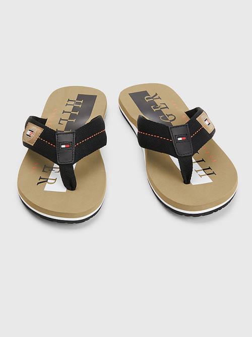 Tommy Hilfiger Logo Patch Flip-Flops Szandál Férfi Fekete | TH609PSX