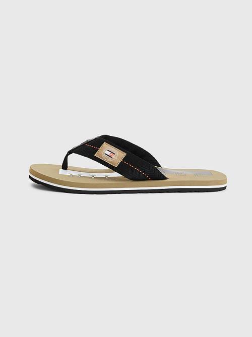 Tommy Hilfiger Logo Patch Flip-Flops Szandál Férfi Fekete | TH609PSX