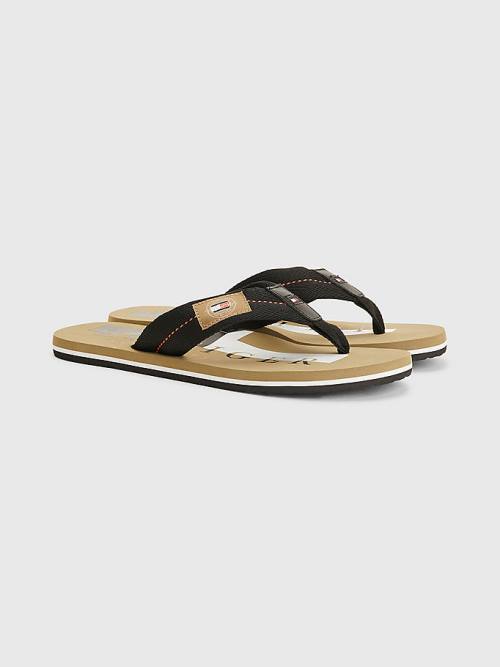 Tommy Hilfiger Logo Patch Flip-Flops Szandál Férfi Fekete | TH609PSX