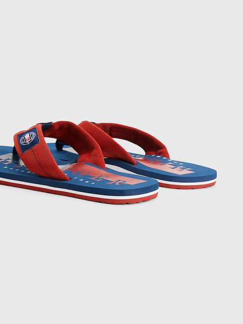 Tommy Hilfiger Logo Patch Flip-Flops Szandál Férfi Piros | TH630NTL