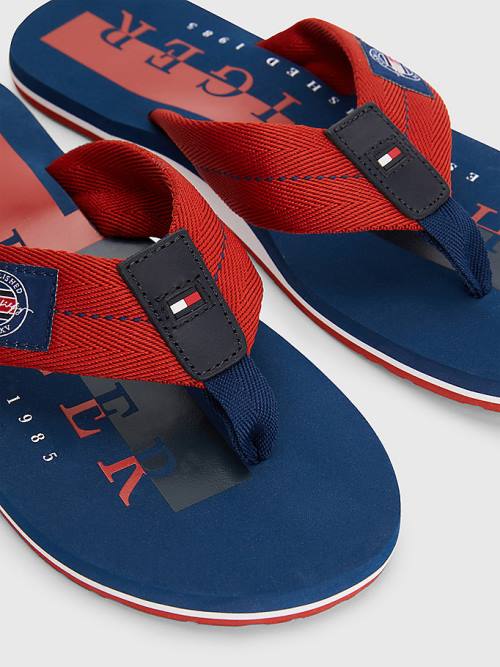 Tommy Hilfiger Logo Patch Flip-Flops Szandál Férfi Piros | TH630NTL