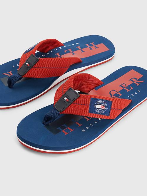 Tommy Hilfiger Logo Patch Flip-Flops Szandál Férfi Piros | TH630NTL