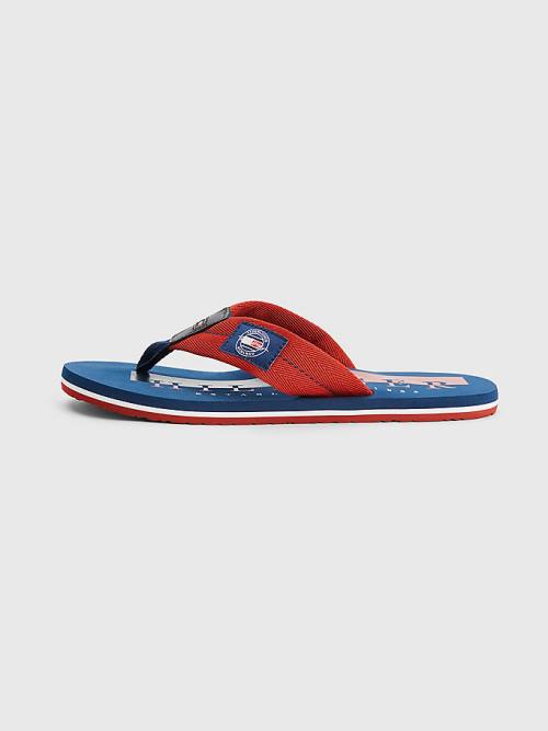 Tommy Hilfiger Logo Patch Flip-Flops Szandál Férfi Piros | TH630NTL