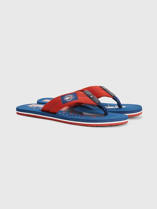 Tommy Hilfiger Logo Patch Flip-Flops Szandál Férfi Piros | TH630NTL