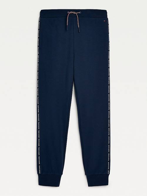 Tommy Hilfiger Logo Piping Organic Pamut Cuffed Joggers Nadrág Lány Kék | TH204QMZ