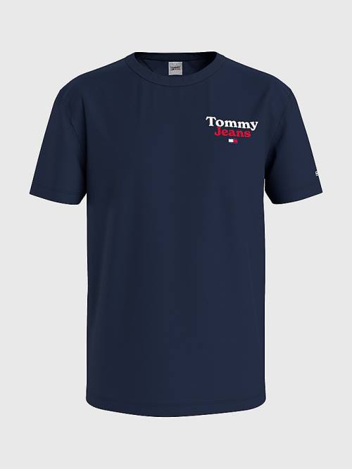 Tommy Hilfiger Logo Print Póló Férfi Kék | TH208CQV