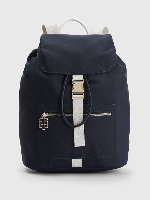 Tommy Hilfiger Logo Pántos Backpack Táska Női Kék | TH308BRN