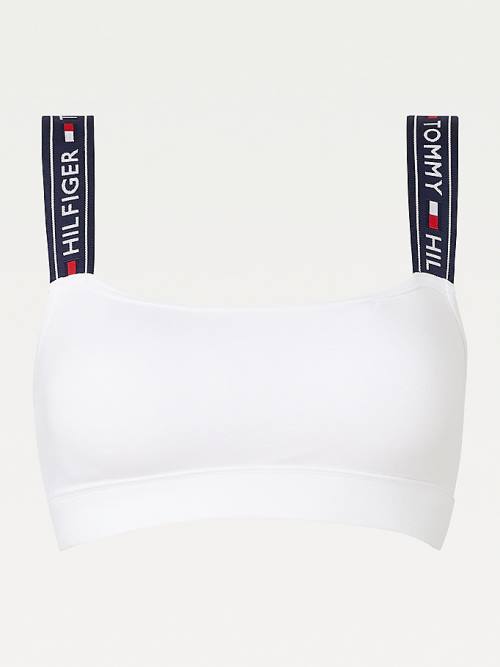 Tommy Hilfiger Logo Pántos Bralette Fehérnemű Női Fehér | TH241PKN