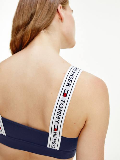 Tommy Hilfiger Logo Pántos Bralette Fehérnemű Női Kék | TH315YAO