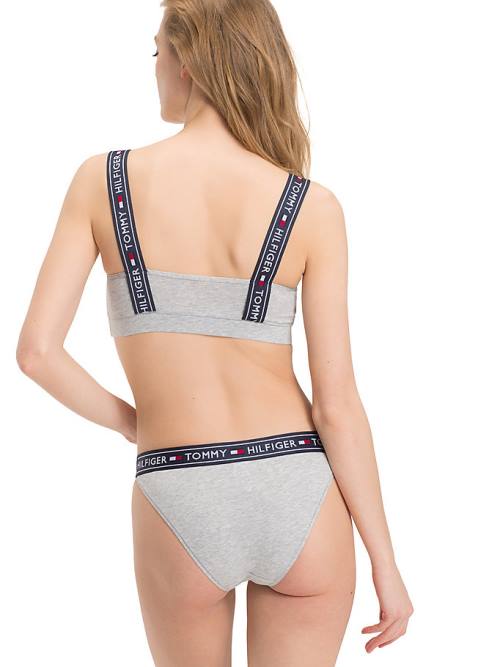 Tommy Hilfiger Logo Pántos Bralette Fehérnemű Női Szürke | TH468SPH