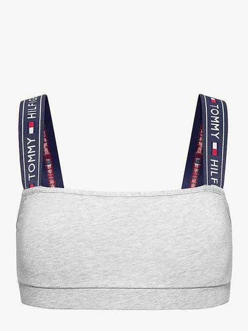 Tommy Hilfiger Logo Pántos Bralette Fehérnemű Női Szürke | TH468SPH