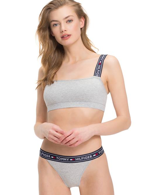 Tommy Hilfiger Logo Pántos Bralette Fehérnemű Női Szürke | TH468SPH