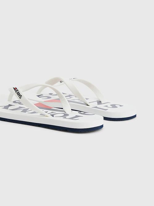 Tommy Hilfiger Logo Pántos Flip Flops Szandál Női Fehér | TH370EVD