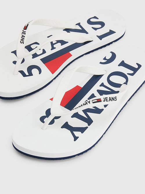 Tommy Hilfiger Logo Pántos Flip Flops Szandál Női Fehér | TH370EVD