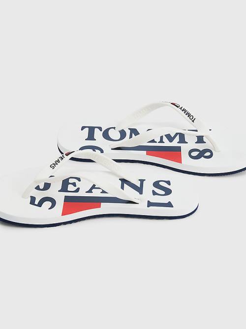 Tommy Hilfiger Logo Pántos Flip Flops Szandál Női Fehér | TH370EVD