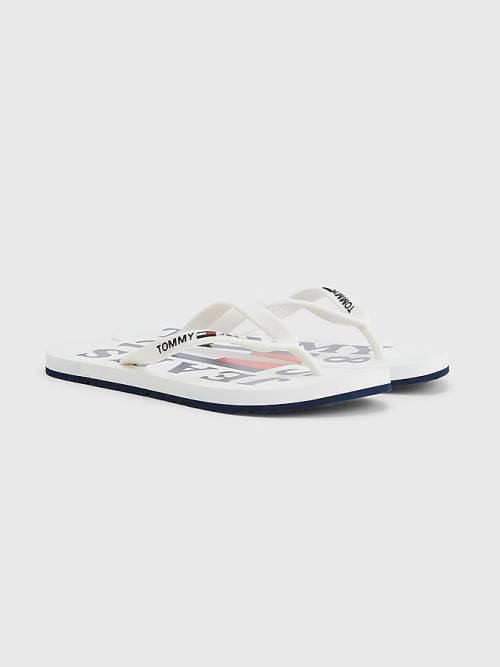 Tommy Hilfiger Logo Pántos Flip Flops Szandál Női Fehér | TH370EVD