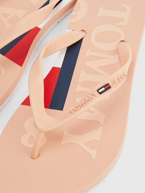 Tommy Hilfiger Logo Pántos Flip Flops Szandál Női Rózsaszín | TH523BYQ