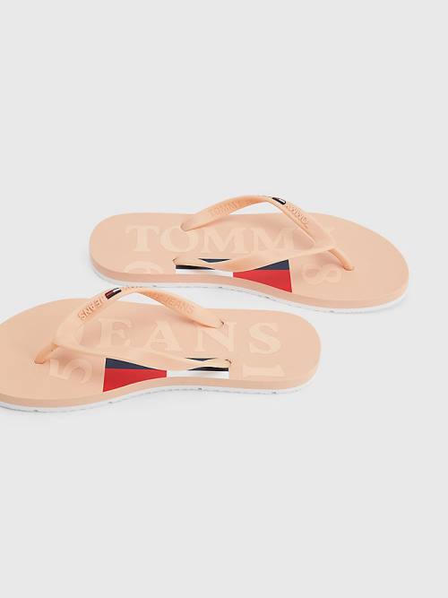 Tommy Hilfiger Logo Pántos Flip Flops Szandál Női Rózsaszín | TH523BYQ