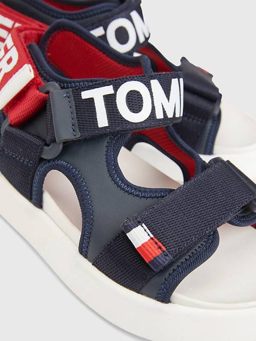 Tommy Hilfiger Logo Pántos Szandál Fiú Kék | TH350NIL