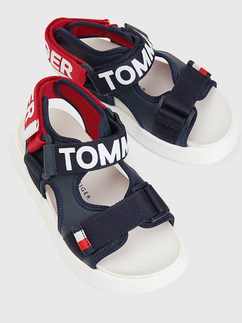 Tommy Hilfiger Logo Pántos Szandál Fiú Kék | TH350NIL