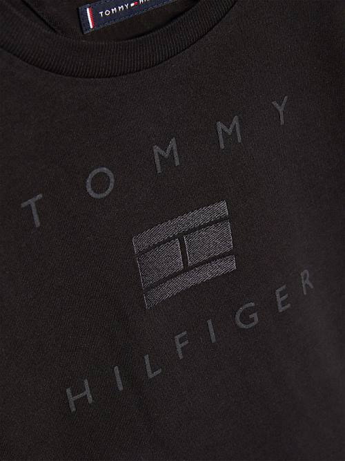 Tommy Hilfiger Logo Póló Fiú Fekete | TH035IWU