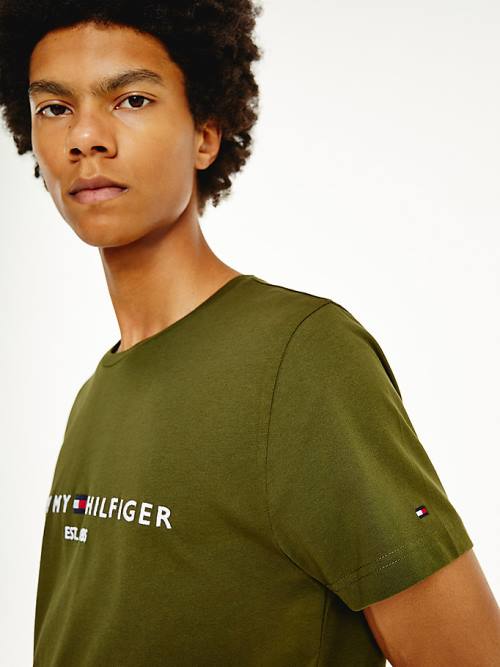 Tommy Hilfiger Logo Póló Férfi Barna | TH028EBJ