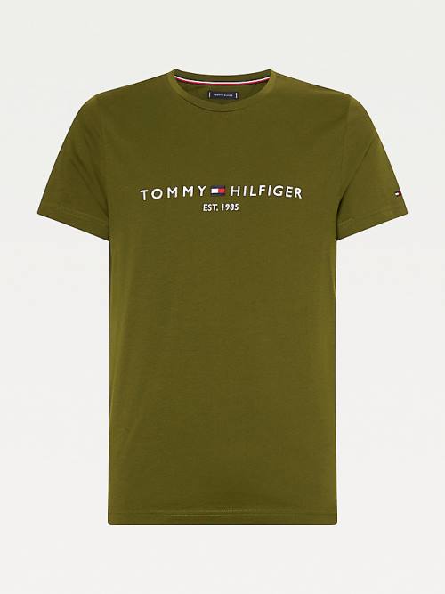 Tommy Hilfiger Logo Póló Férfi Barna | TH028EBJ