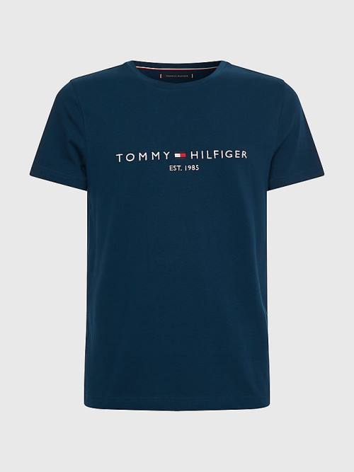 Tommy Hilfiger Logo Póló Férfi Kék | TH083VZS