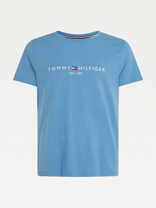 Tommy Hilfiger Logo Póló Férfi Kék | TH752UAQ