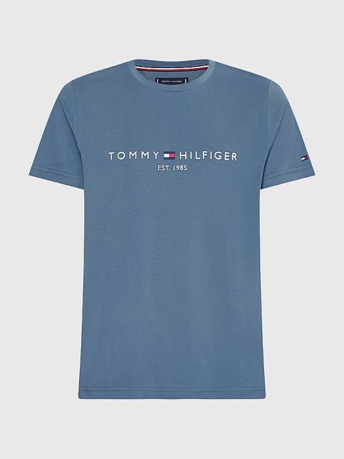 Tommy Hilfiger Logo Póló Férfi Kék | TH810JZP